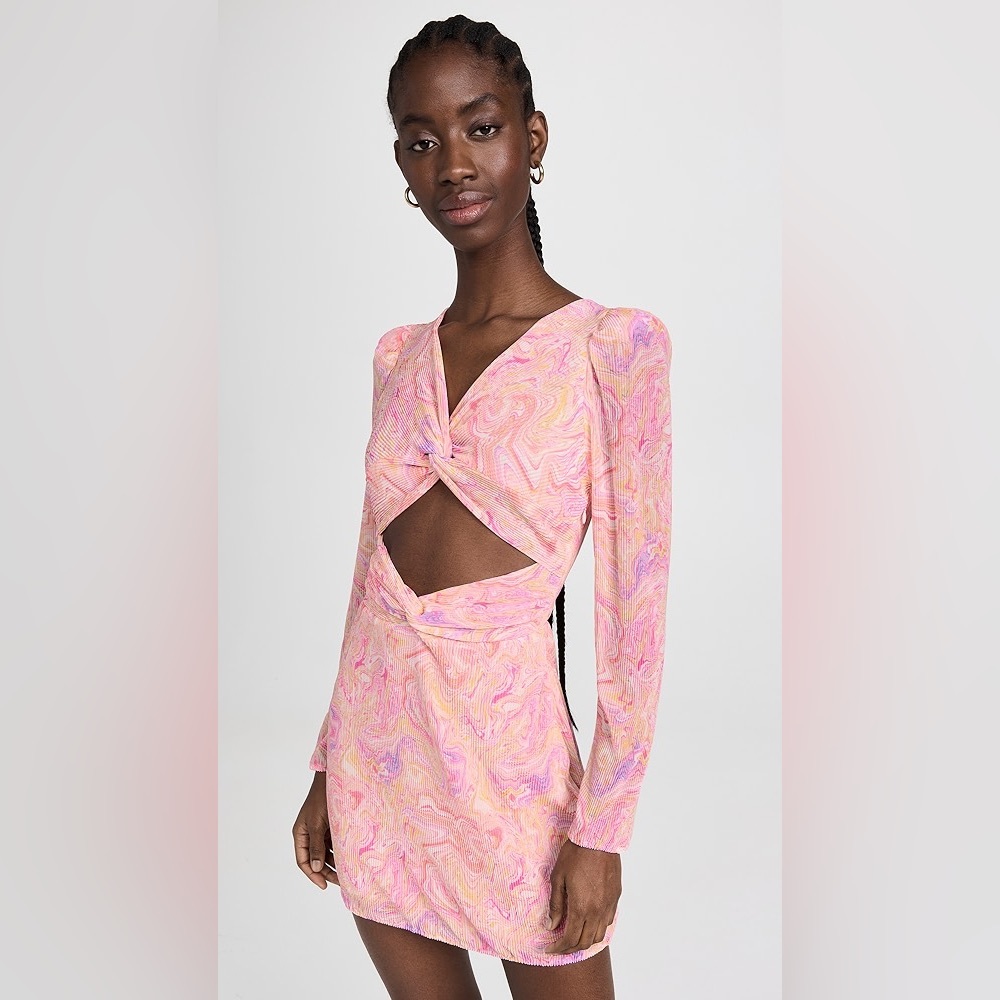 LoveShackFancy Nanita Long Sleeve Cut Out Mini Dress